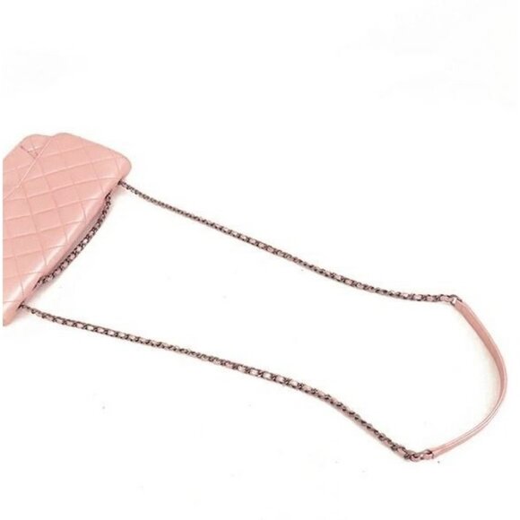Authentic CHANEL Lambskin Quilted Flap Bag Purse Glazed Coco Pleasts Tote Pink - Picture 6 of 10